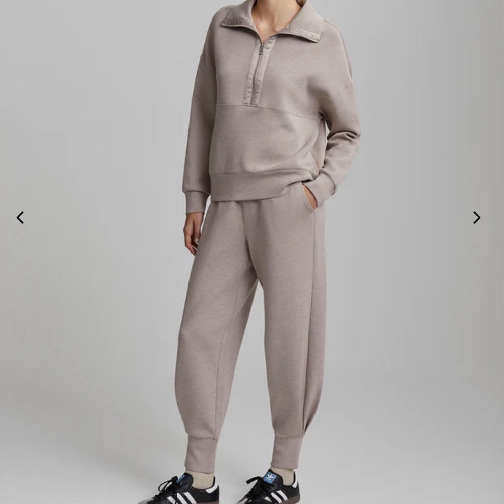 Varley Set- Taupe Marl Small Keller half-zip and slim cuff pant